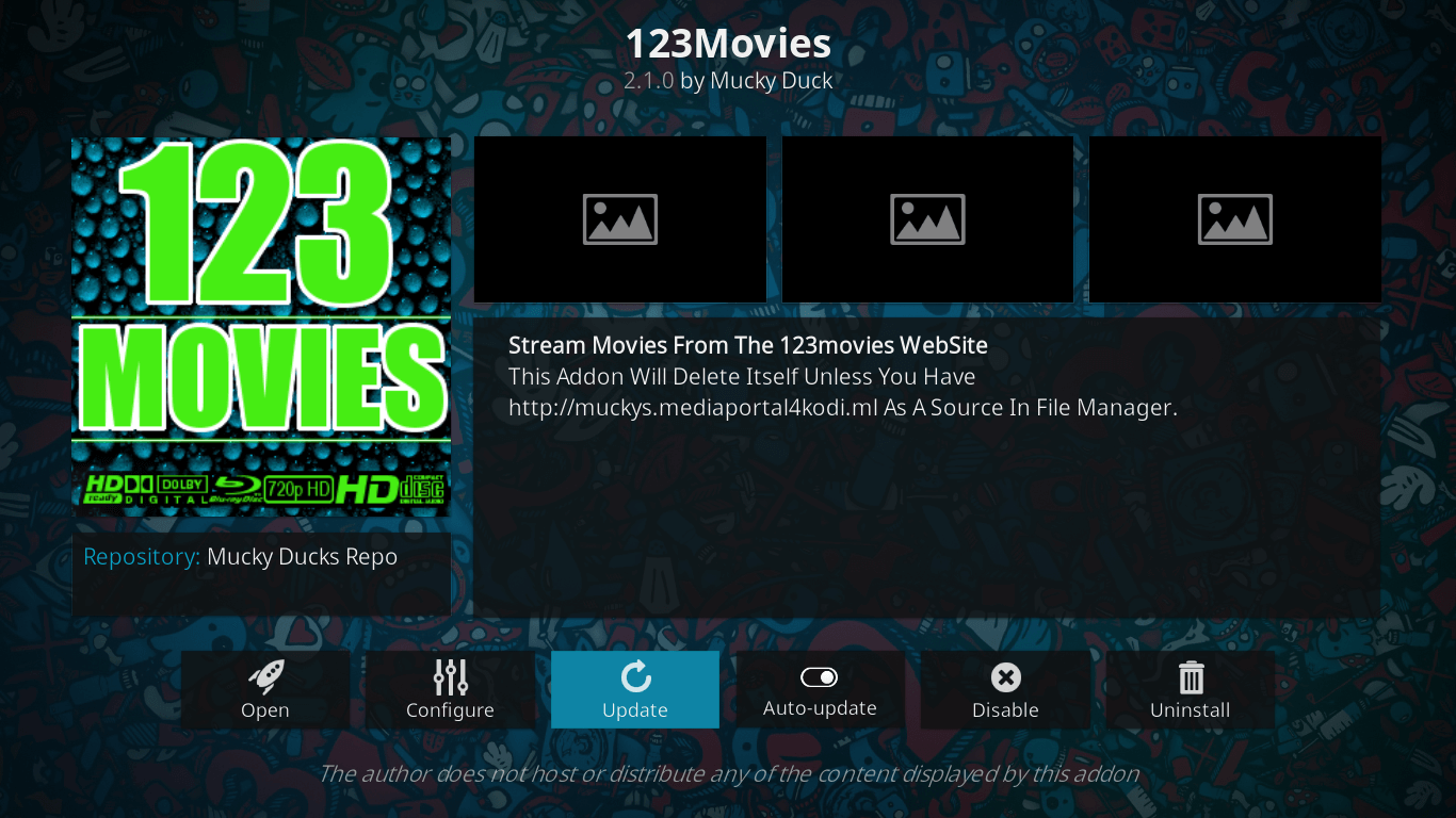 how to update 123movies addon