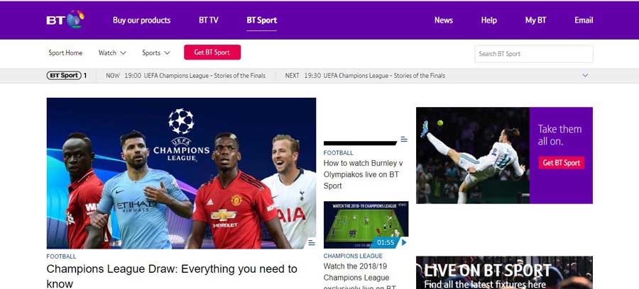 BTSports live online for football premier league 2018 2019 season