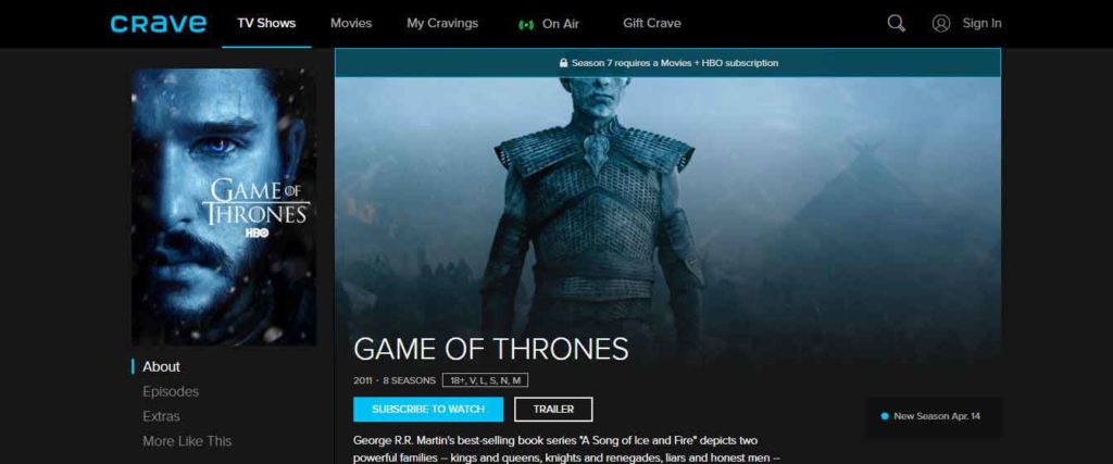 How to Watch Game of Thrones 8th Season in Canada