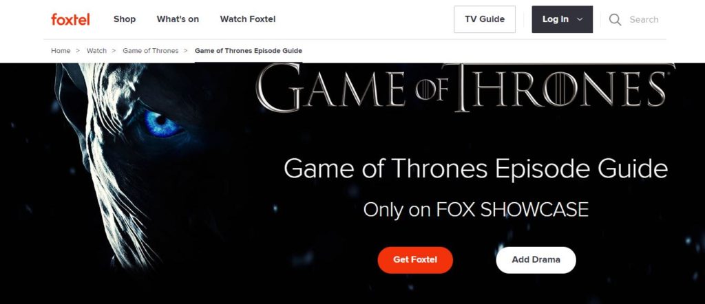 watch game of thrones on foxtel
